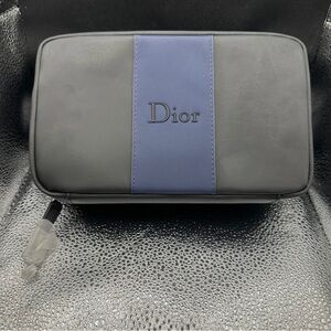 Designer Dior Navy & Black Toiletry Bag Pouch Travel Case Zipper for Men NWOT